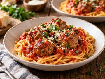 Turkey Meatballs in Tomato Sauce with Spaghetti
